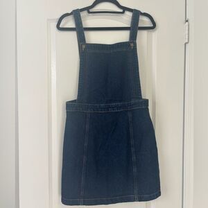Topshop Moto Blue Denim Overall Dress - 8